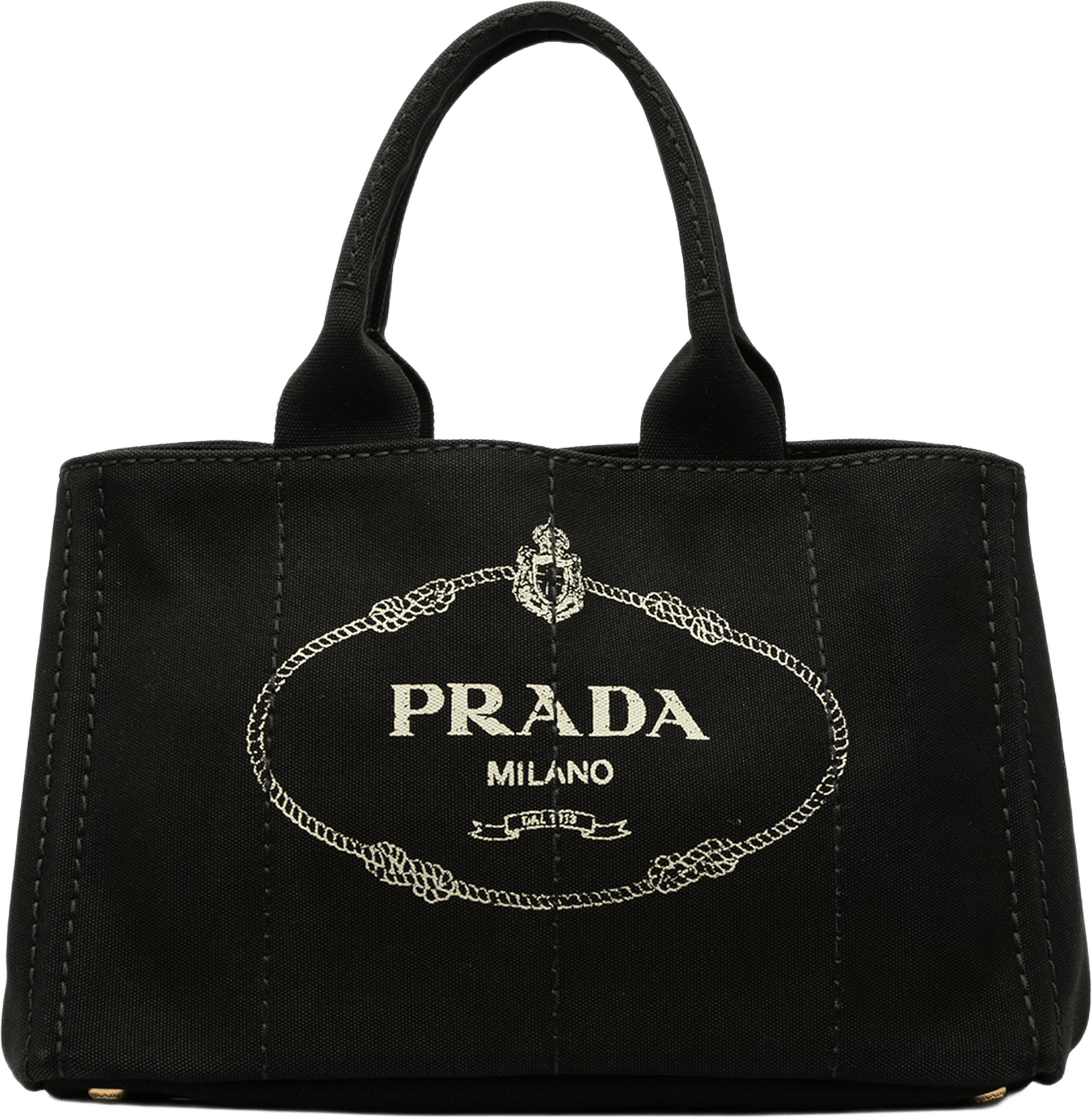 Prada Canvas Canapa Logo Tote, från Luxclusif, i färgen svart.