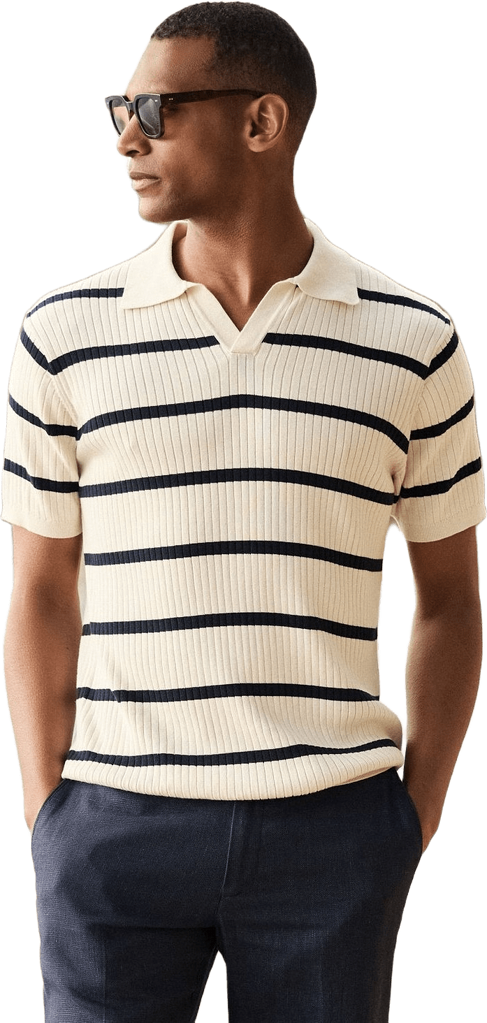 Cotton Rib Knitted Ss Polo Sweater (pedro)