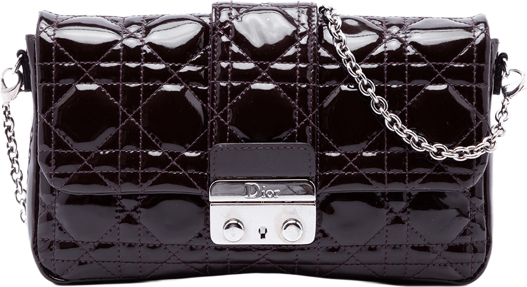 Dior Patent Cannage New Lock Pouch Crossbody, från Luxclusif, i färgen purpur.