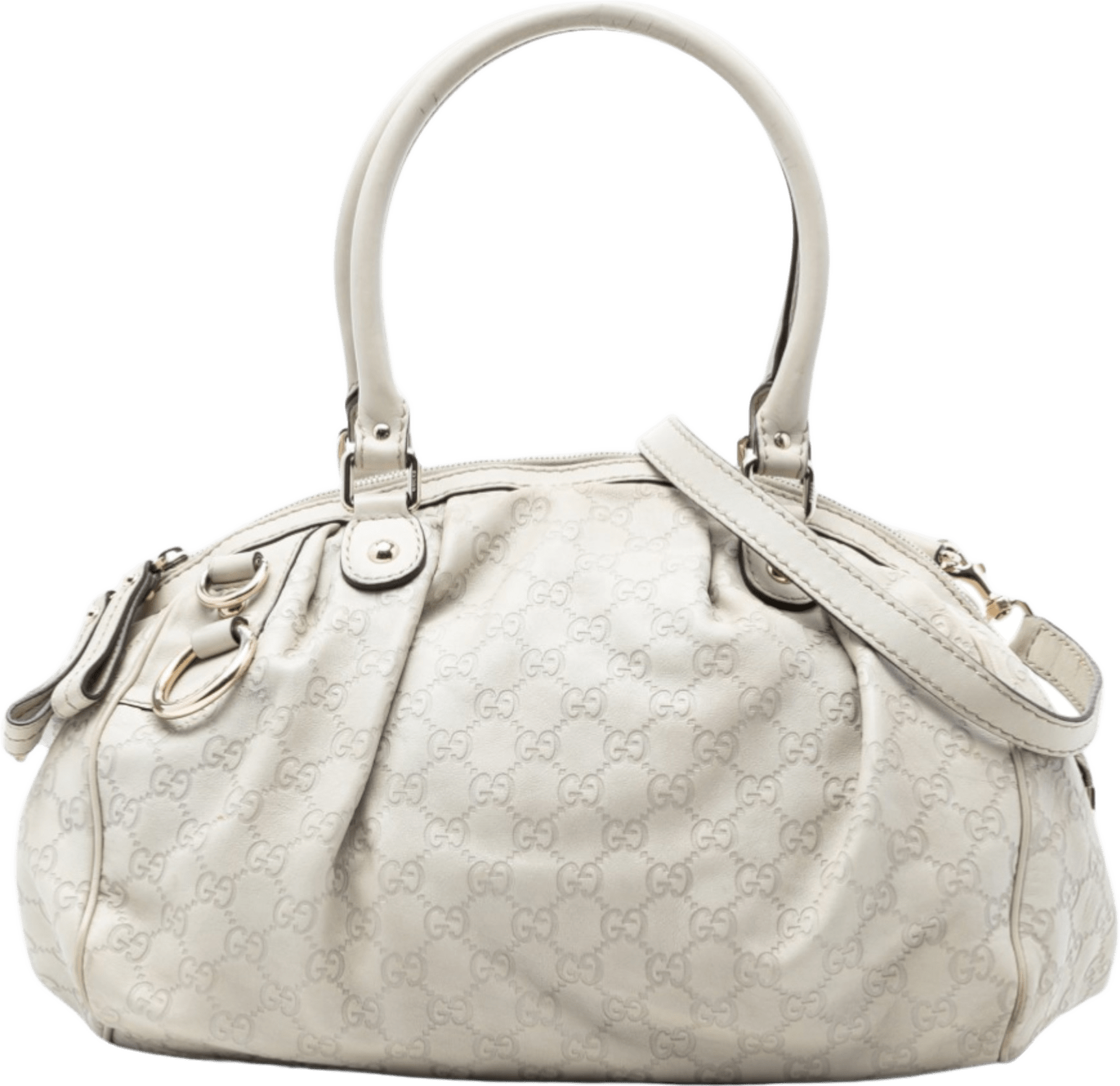 Gucci Guccissima Sukey Satchel, från Luxclusif, i färgen white.