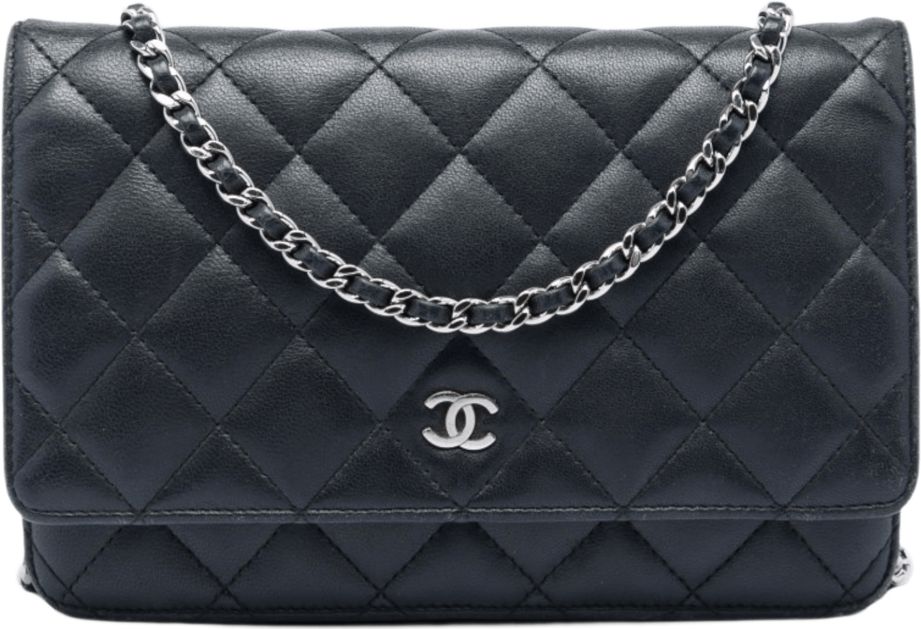 Chanel Cc Quilted Lambskin Wallet On Chain, från Luxclusif, i färgen black.