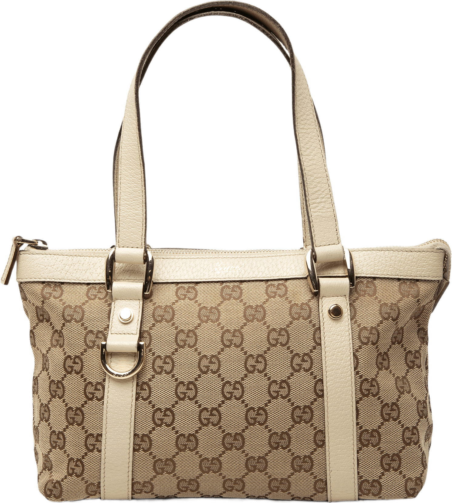 Gucci Gg Canvas Abbey D Ring Tote, från Luxclusif, i färgen beige.