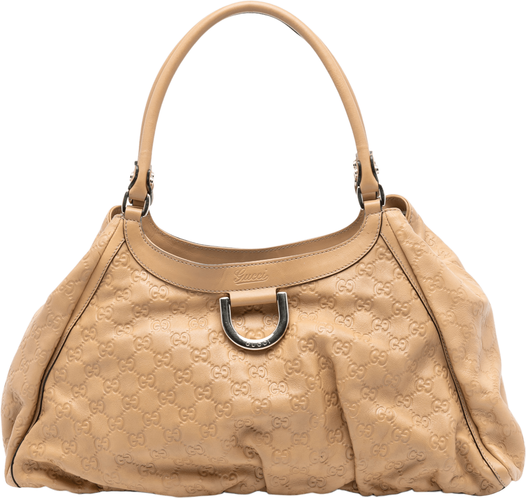 Gucci Guccissima Abbey D Ring Shoulder Bag, från Luxclusif, i färgen caramel.