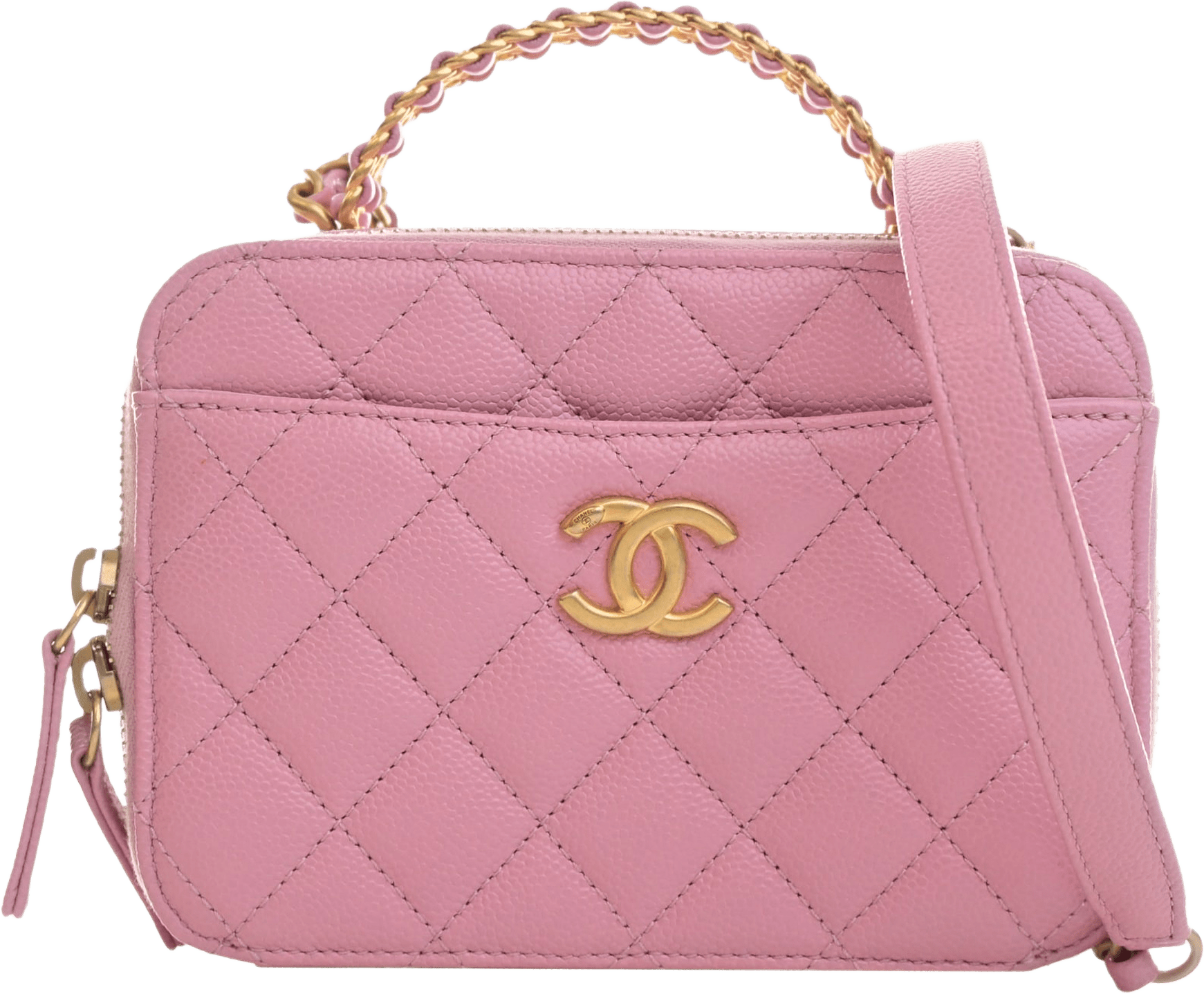 Chanel Small Quilted Caviar Pick Me Up Vanity Case, från Luxclusif, i färgen rosa.