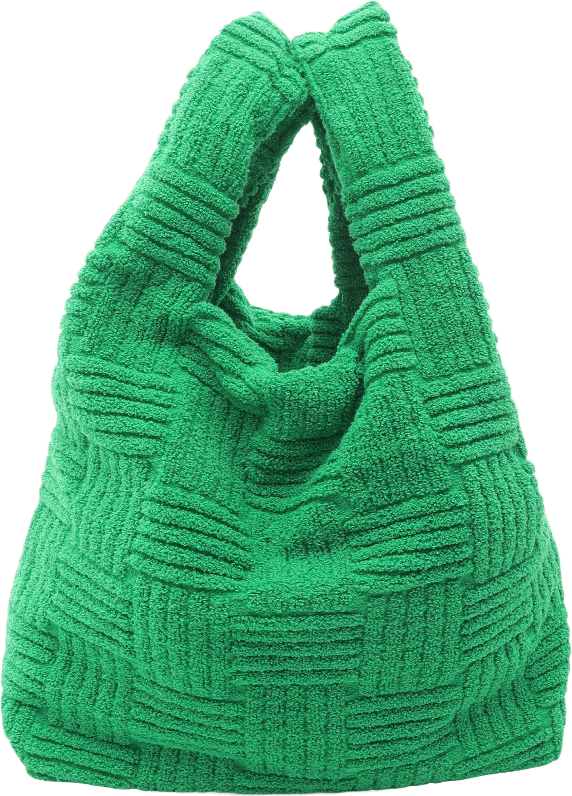 Bottega Veneta Terry Cloth Shopping Tote, från Luxclusif, i färgen grön.