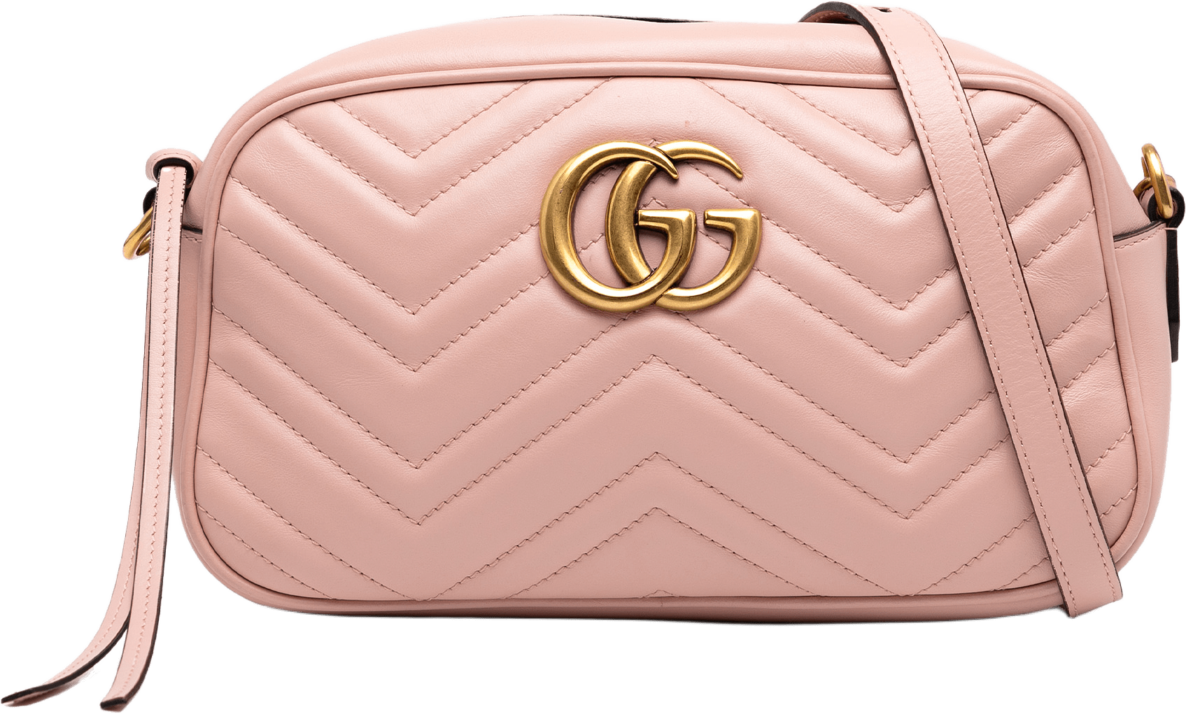 Gucci Small Gg Marmont Matelasse Leather Crossbody, från Luxclusif, i färgen pink.