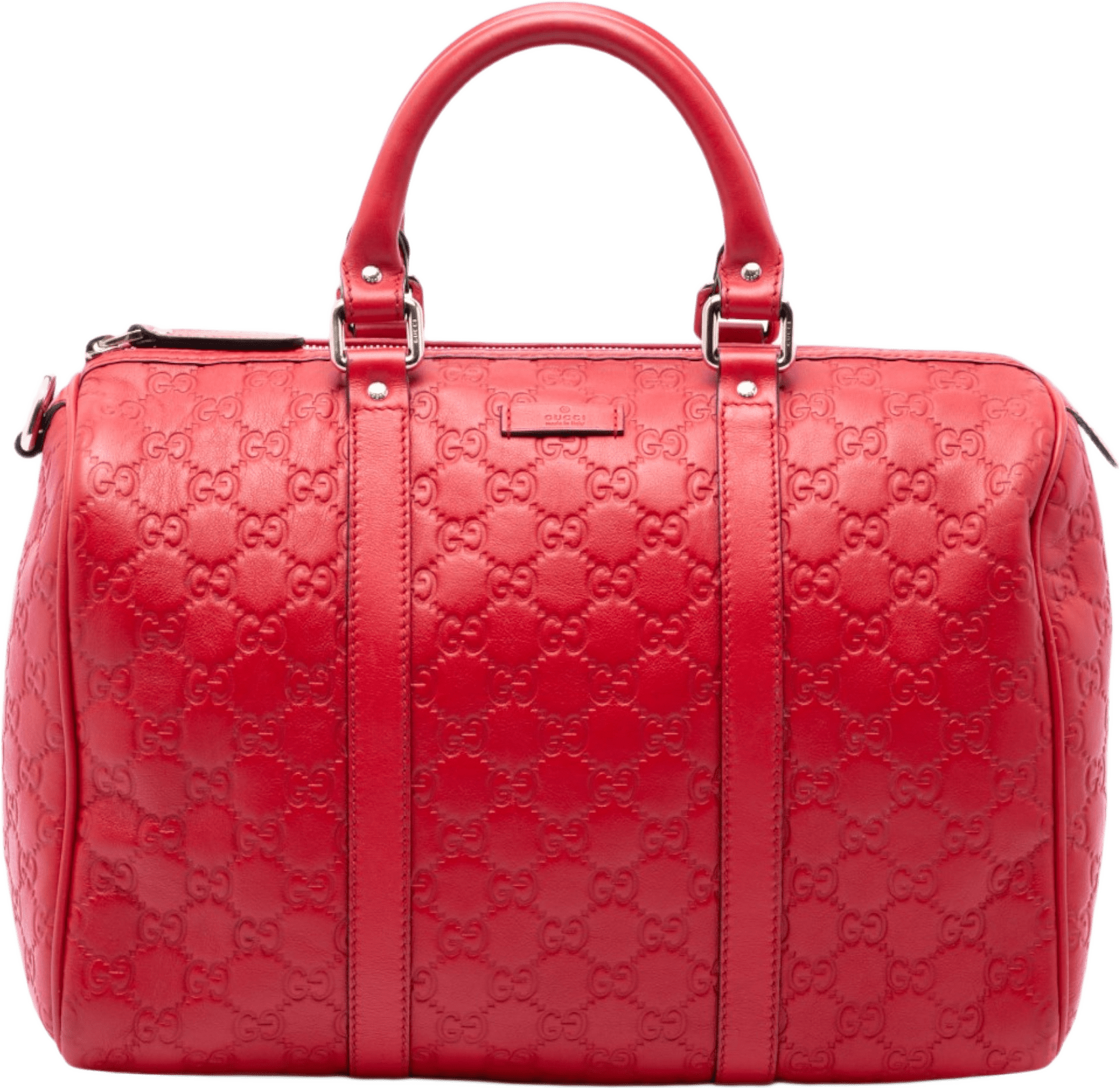 Gucci Medium Guccissima Joy Boston Bag, från Luxclusif, i färgen röd.
