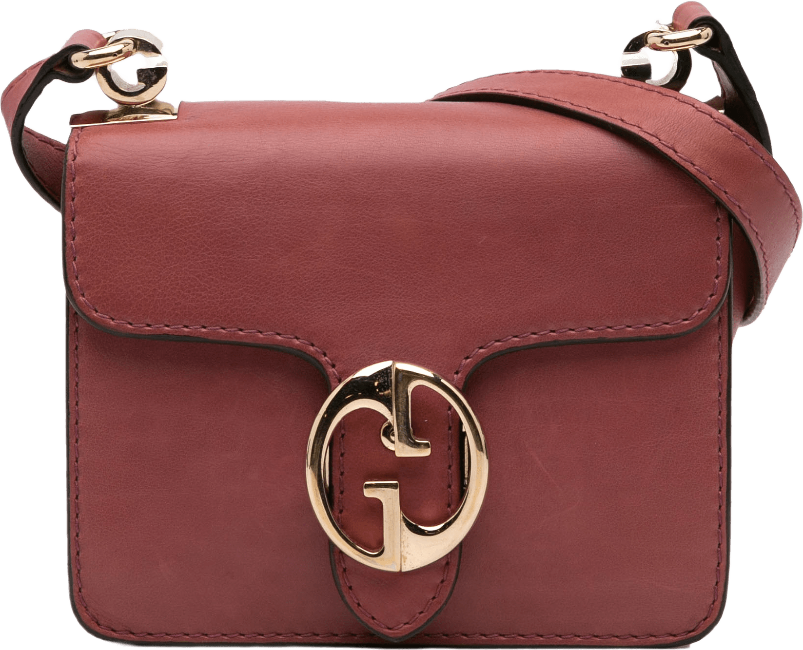 Gucci Small Leather 1973 Crossbody Bag, från Luxclusif, i färgen red.