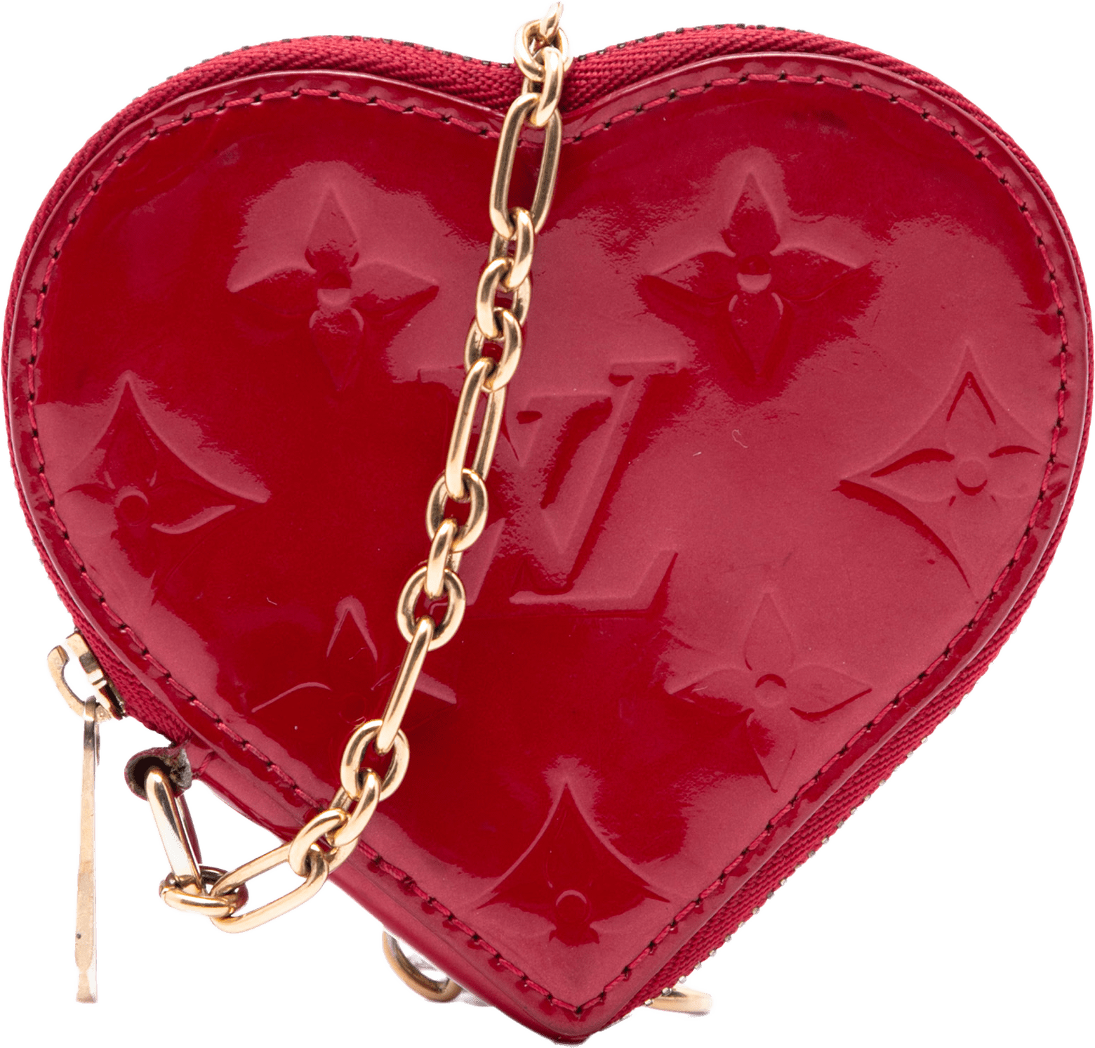 Louis Vuitton Monogram Vernis Heart Coin Purse, från Luxclusif, i färgen röd.