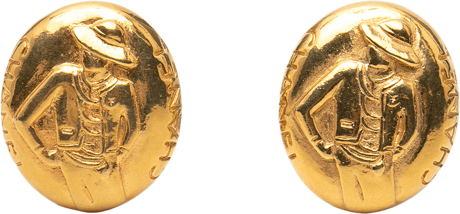 Chanel Gold Plated Mademoiselle Clip On Earrings, från Luxclusif, i färgen gold.