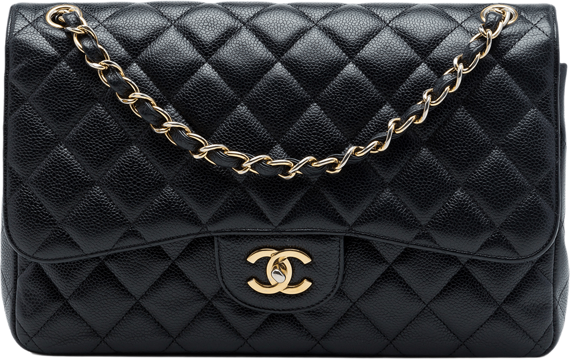 Chanel Jumbo Classic Caviar Double Flap, från Luxclusif, i färgen svart.