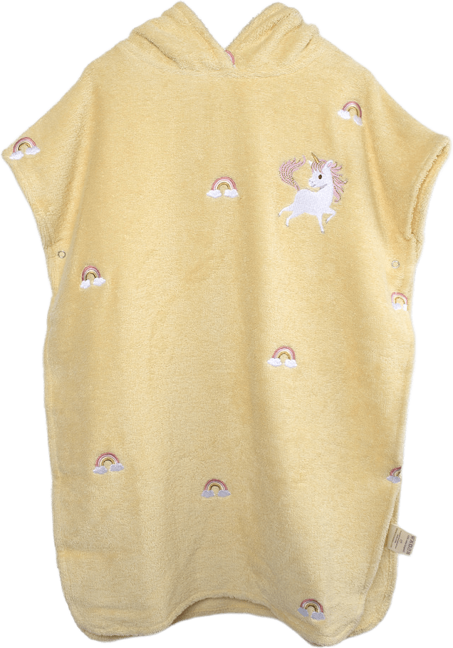 Embroidered Poncho Gots – Christian's Whale Tales, från Filibabba, i färgen yellow.
