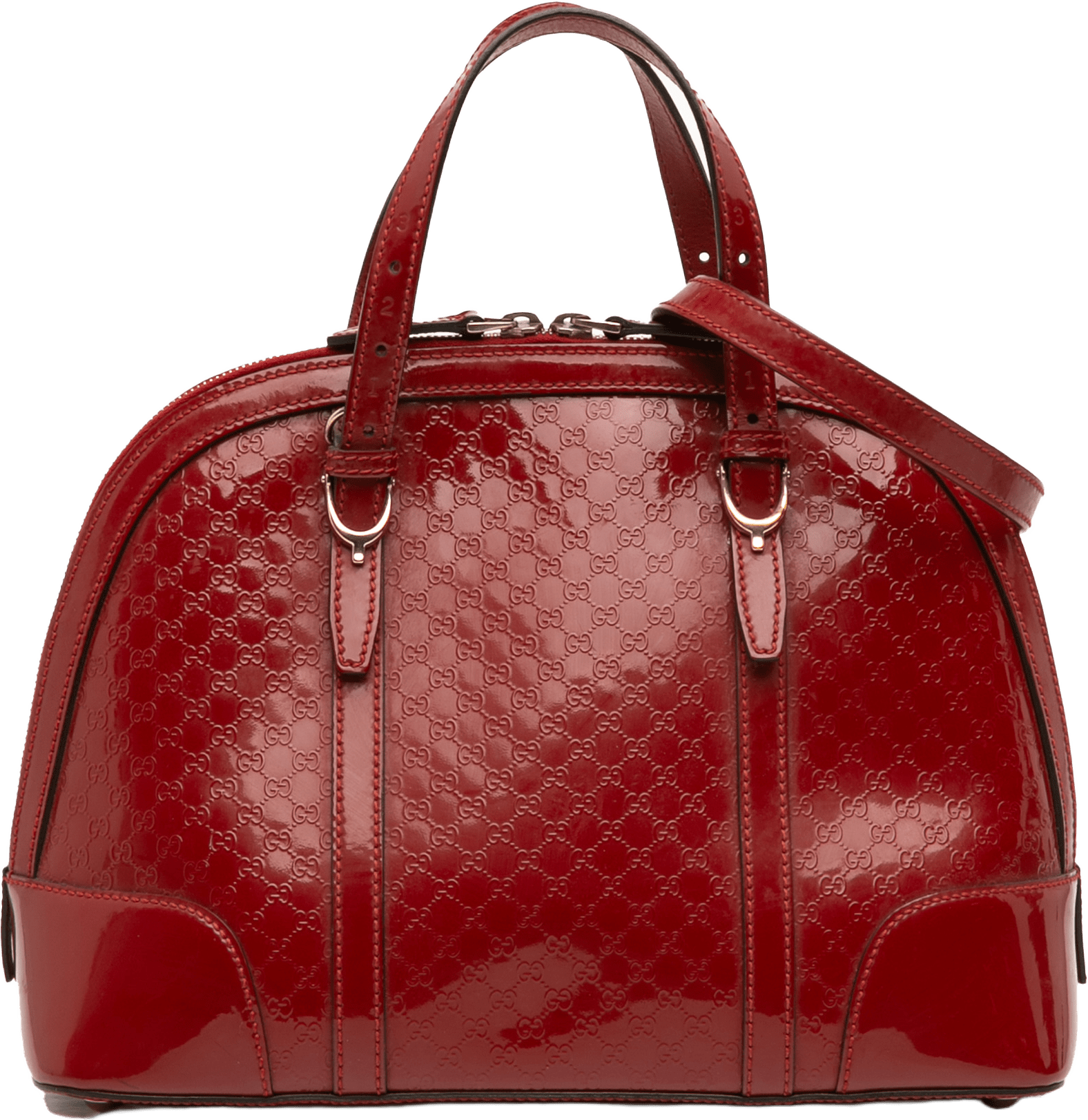 Gucci Medium Microguccissima Patent Nice Dome Satchel, från Luxclusif, i färgen red.