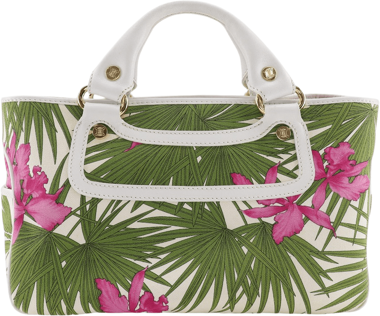 Celine Canvas Botanical Print Boogie Handbag, från Luxclusif, i färgen vit.