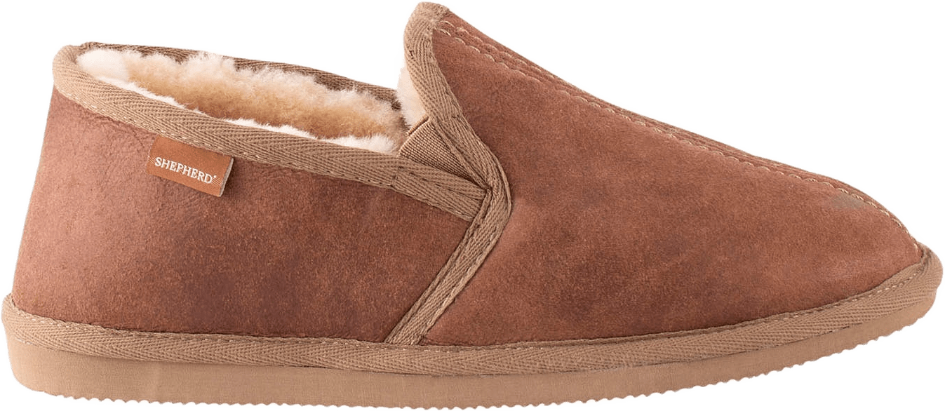 Bosse Tofflor, från Shepherd, i färgen antique/cognac.
