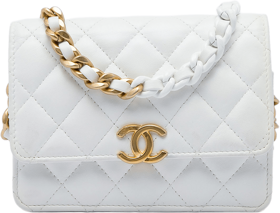 Chanel Quilted Lambskin Candy Chain Clutch With Chain, från Luxclusif, i färgen vit.