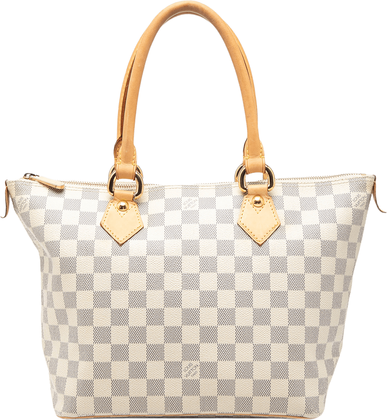 Louis Vuitton Damier Azur Saleya Pm, från Luxclusif, i färgen white.