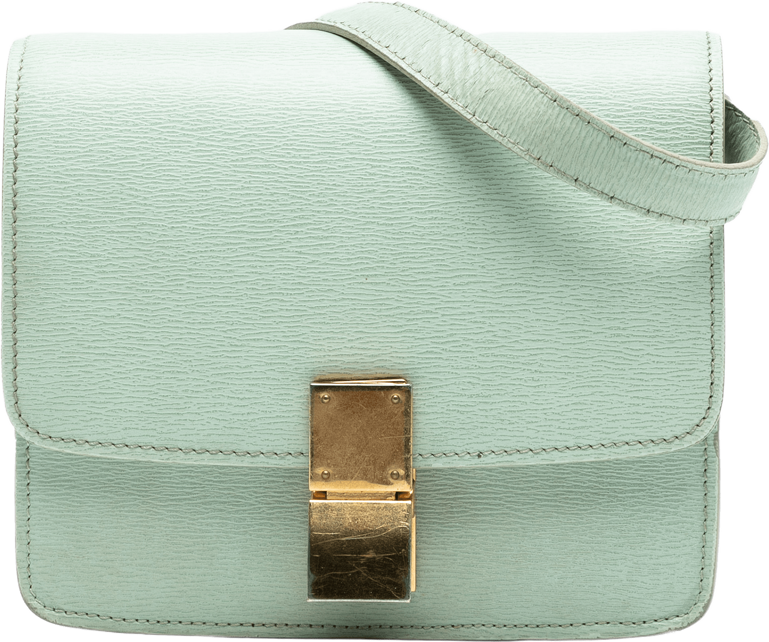 Celine Small Calfskin Classic Box, från Luxclusif, i färgen mint.