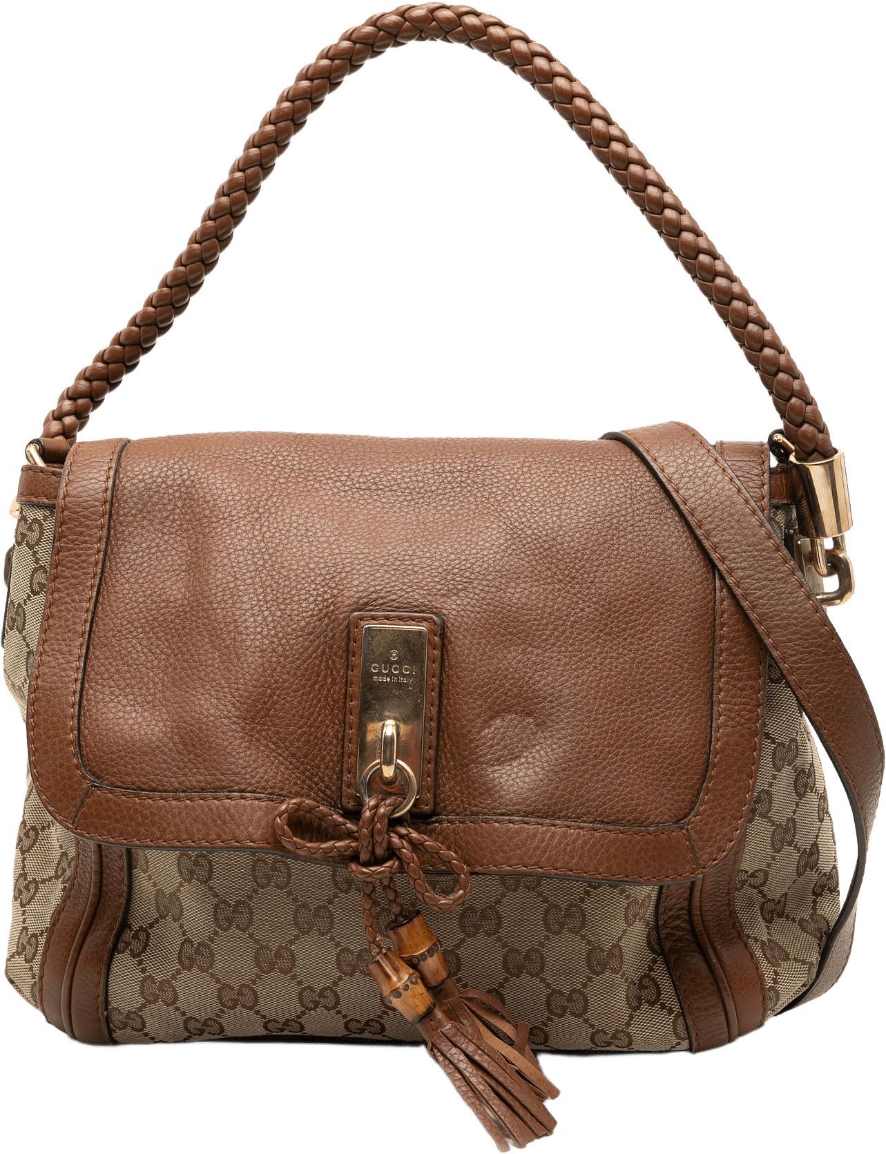 Gucci Gg Canvas Bella Flap Satchel, från Luxclusif, i färgen beige.