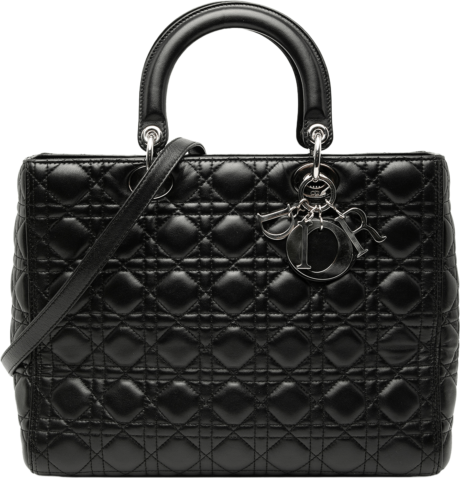 Dior Large Lambskin Cannage Lady Dior, från Luxclusif, i färgen black.