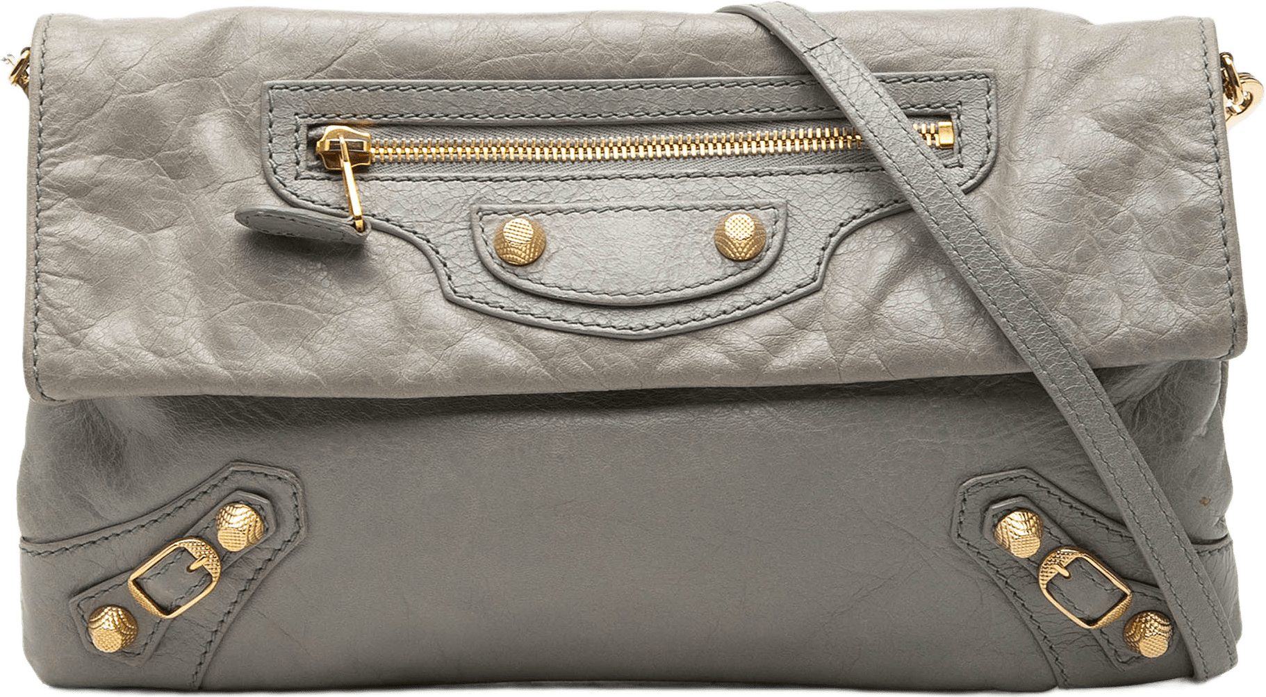 Balenciaga Lambskin Motocross Giant 12 Envelope Clutch With Strap, från Luxclusif, i färgen gray.