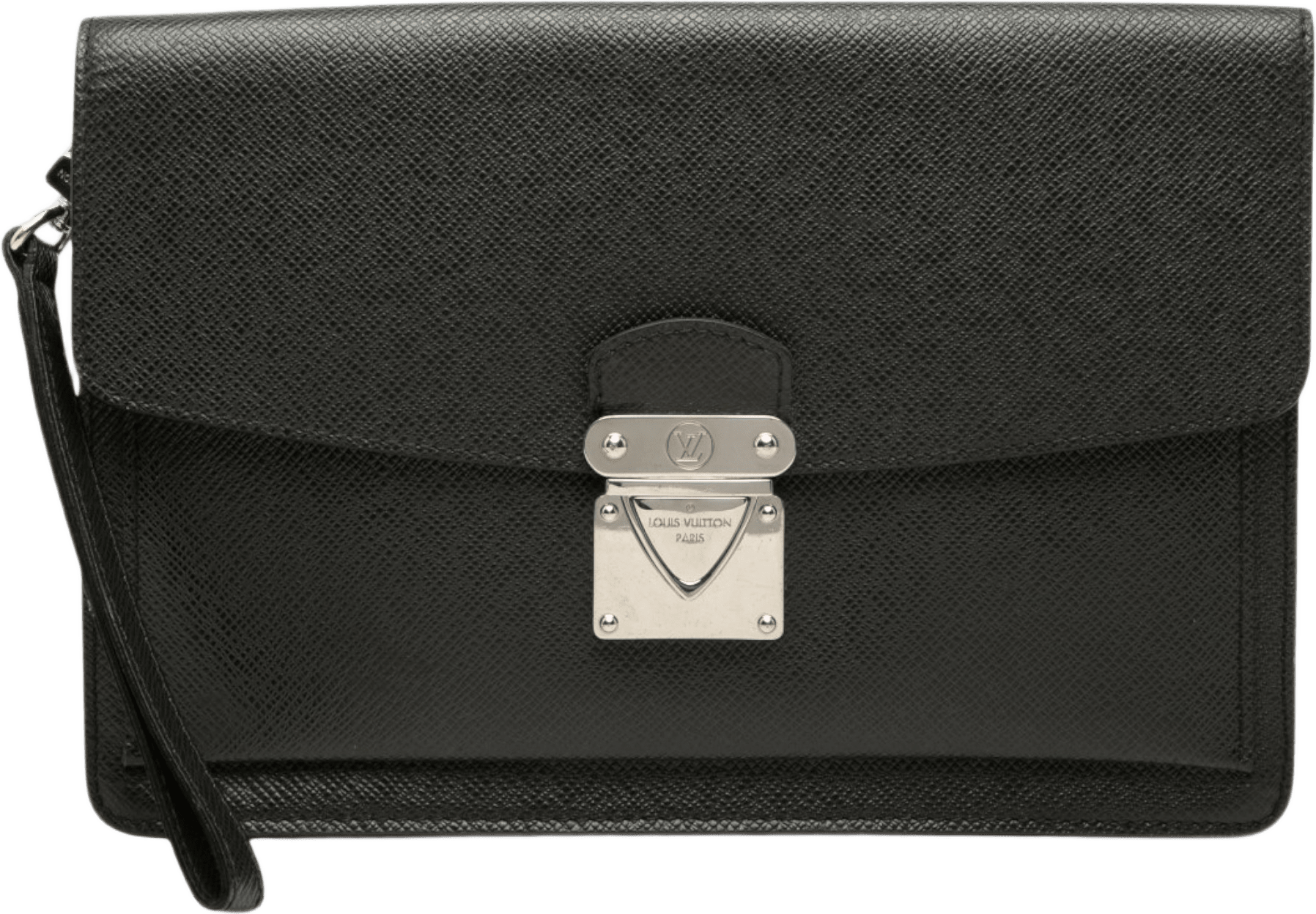 Louis Vuitton Taiga Belaia Clutch, från Luxclusif, i färgen svart.