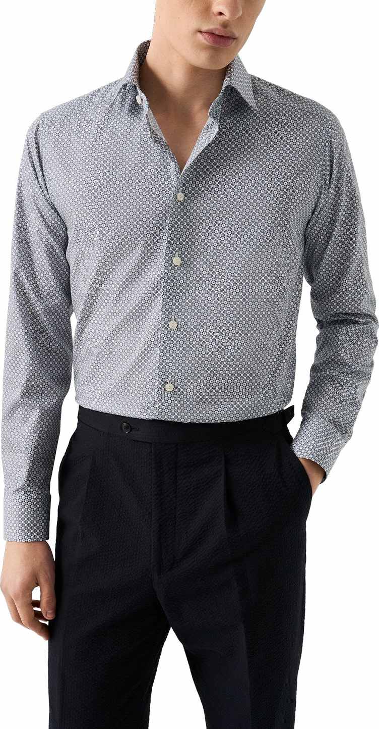 Medaljongmönstrad Skjorta I Signature Twill Slim Fit, från Eton, i färgen mid blue.