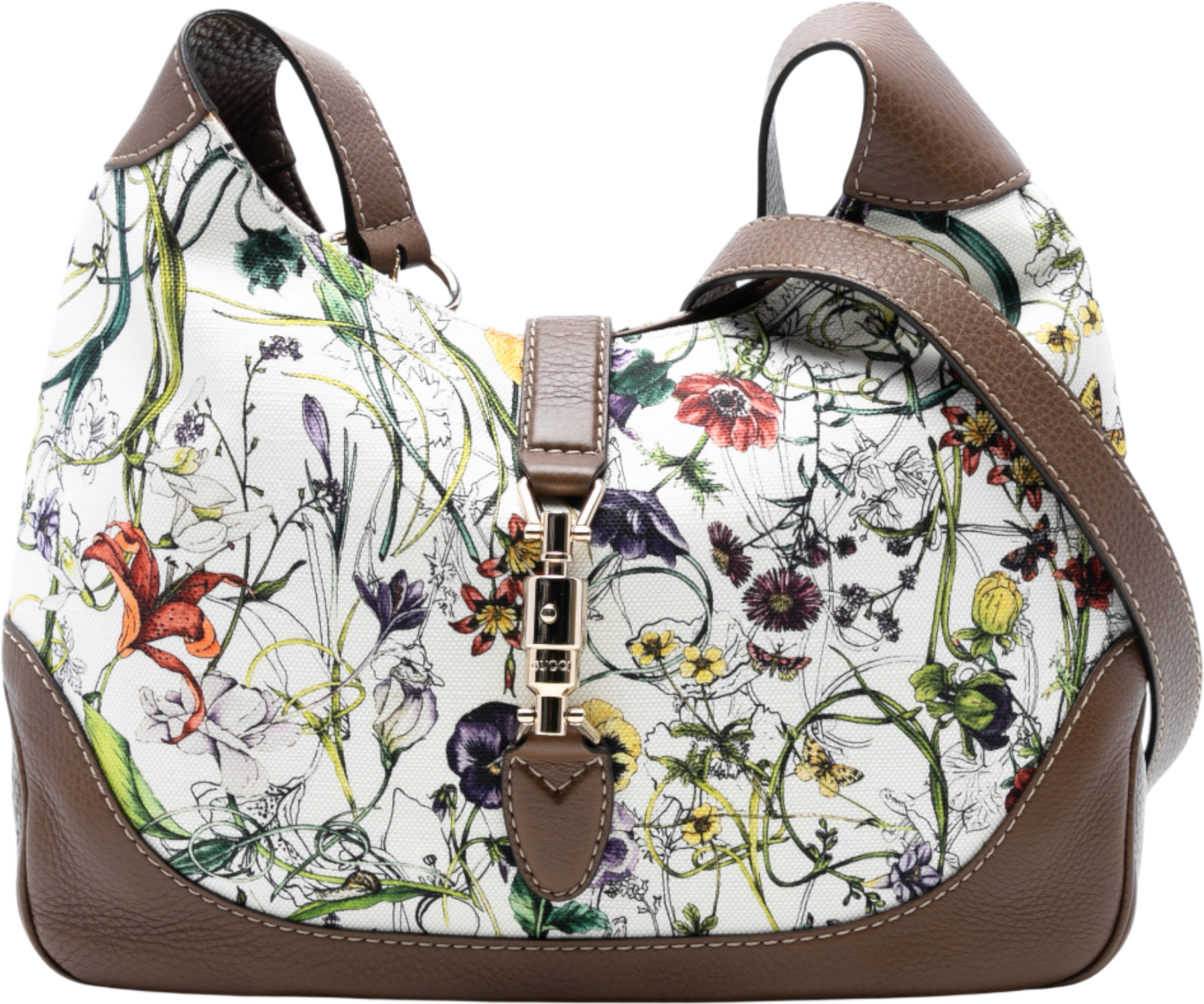 Gucci Flora Canvas Jackie O Bouvier Crossbody, från Luxclusif, i färgen white.