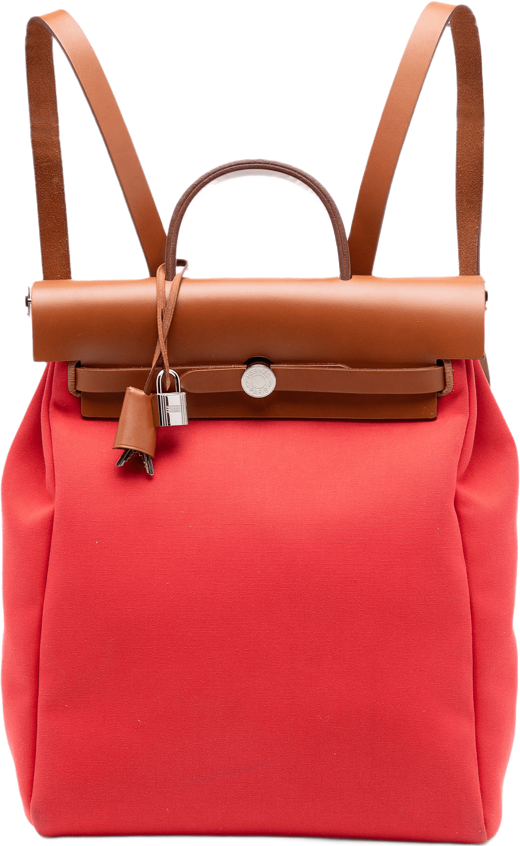 Hermès Toile Herbag A Dos Zip Retourne Backpack, från Luxclusif, i färgen red.