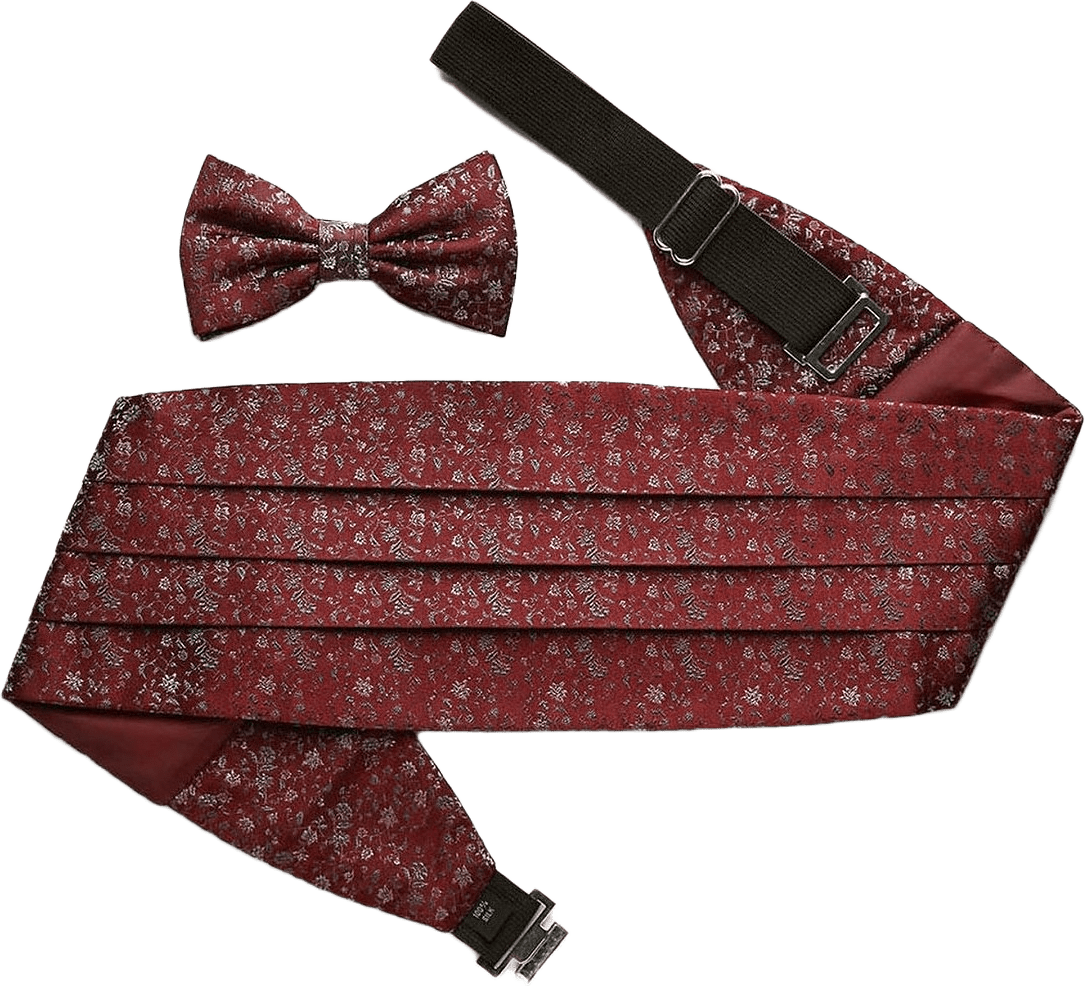 Floral Cummerbund, från John Henric, i färgen burgundy.