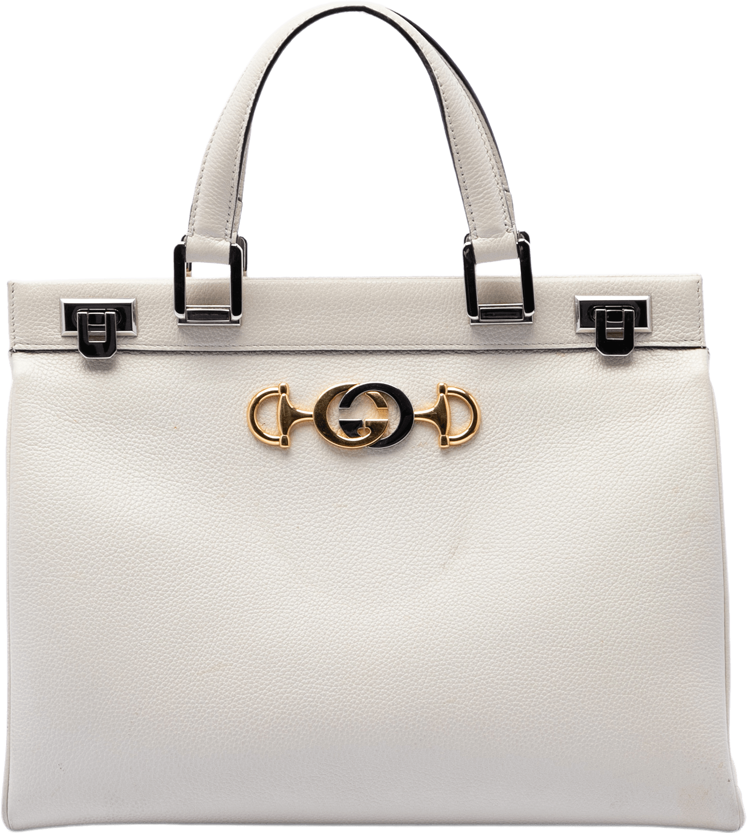 Gucci Medium Calfskin Zumi Top Handle Bag, från Luxclusif, i färgen white.