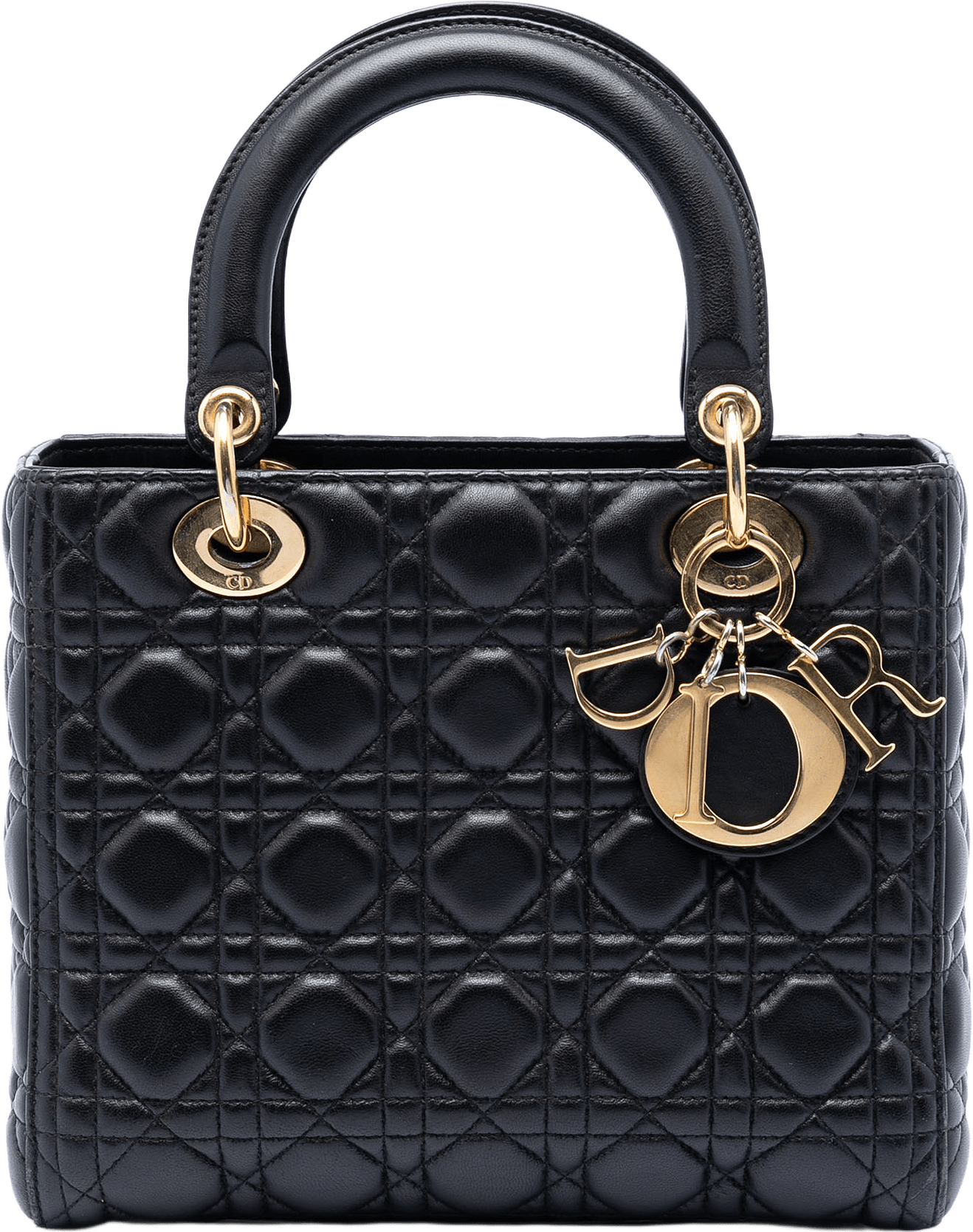 Dior Medium Lambskin Cannage Lady Dior, från Luxclusif, i färgen black.