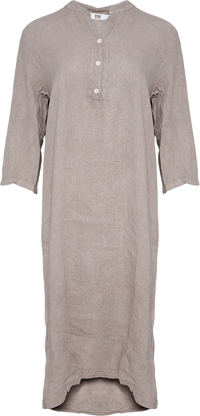 18970p,  Long Shirt Dress With Pocket, Linen - Nougat
