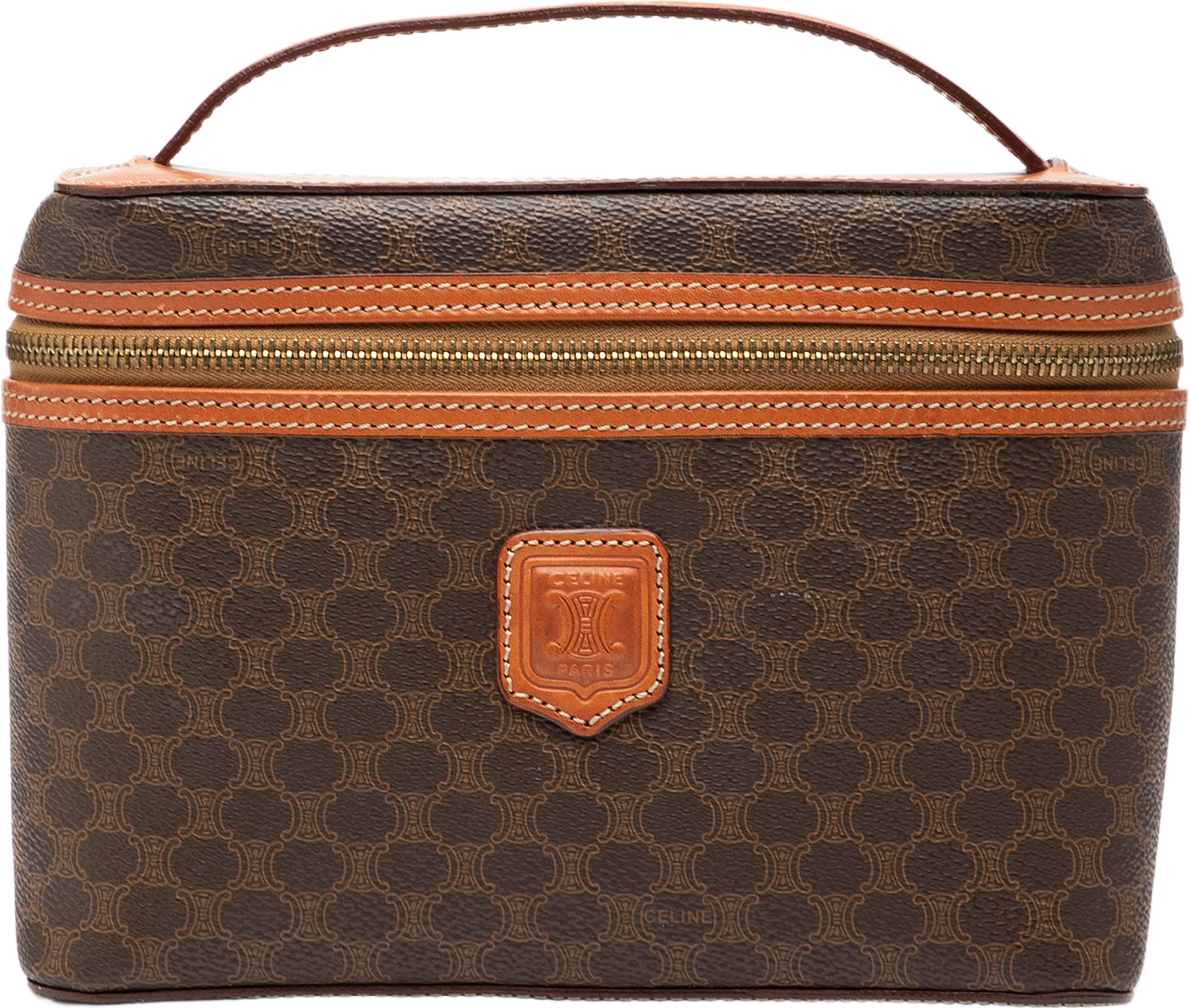 Celine Macadam Coated Canvas Vanity Bag, från Luxclusif, i färgen brown.