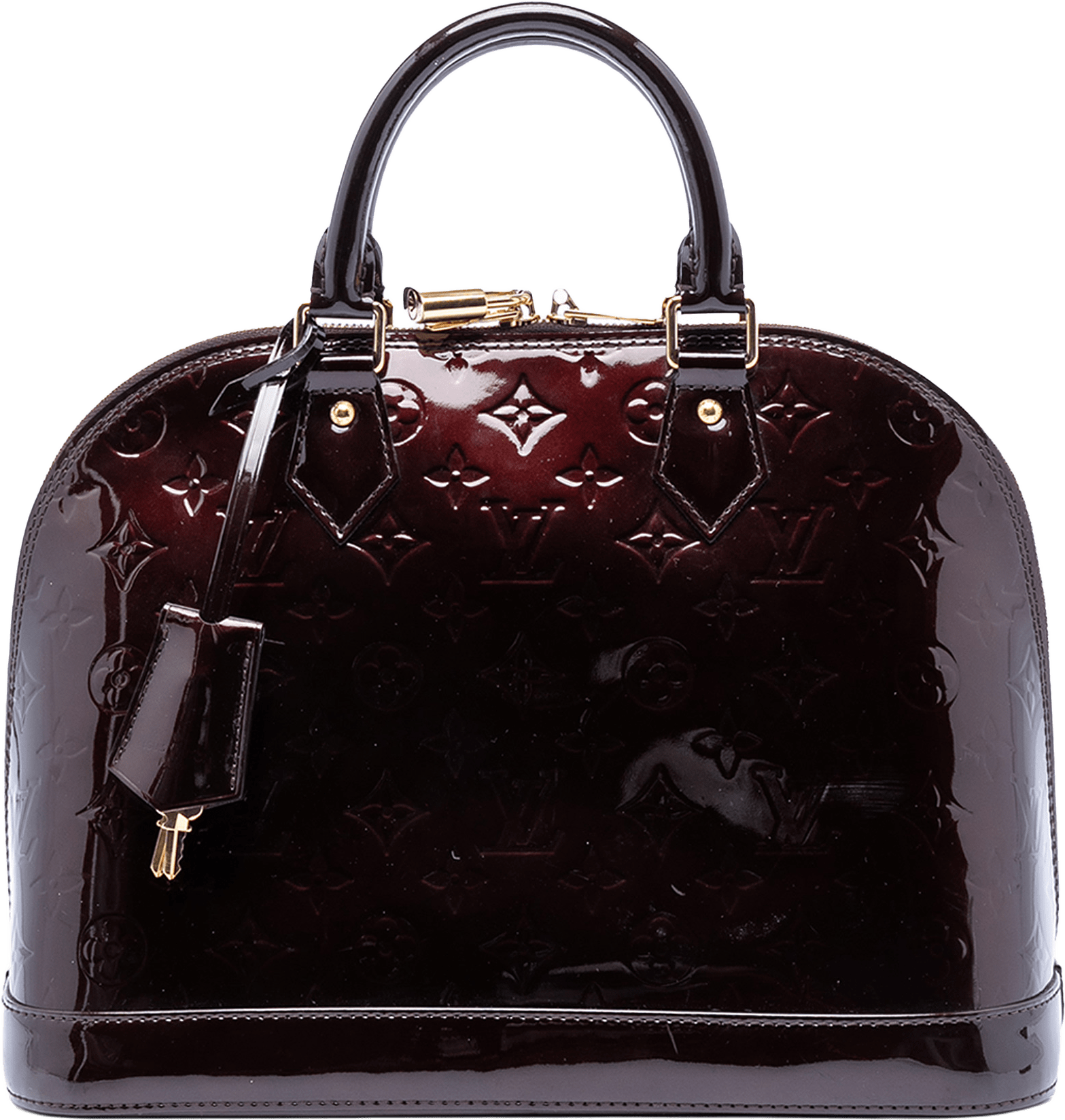 Louis Vuitton Monogram Vernis Alma Pm, från Luxclusif, i färgen plum.