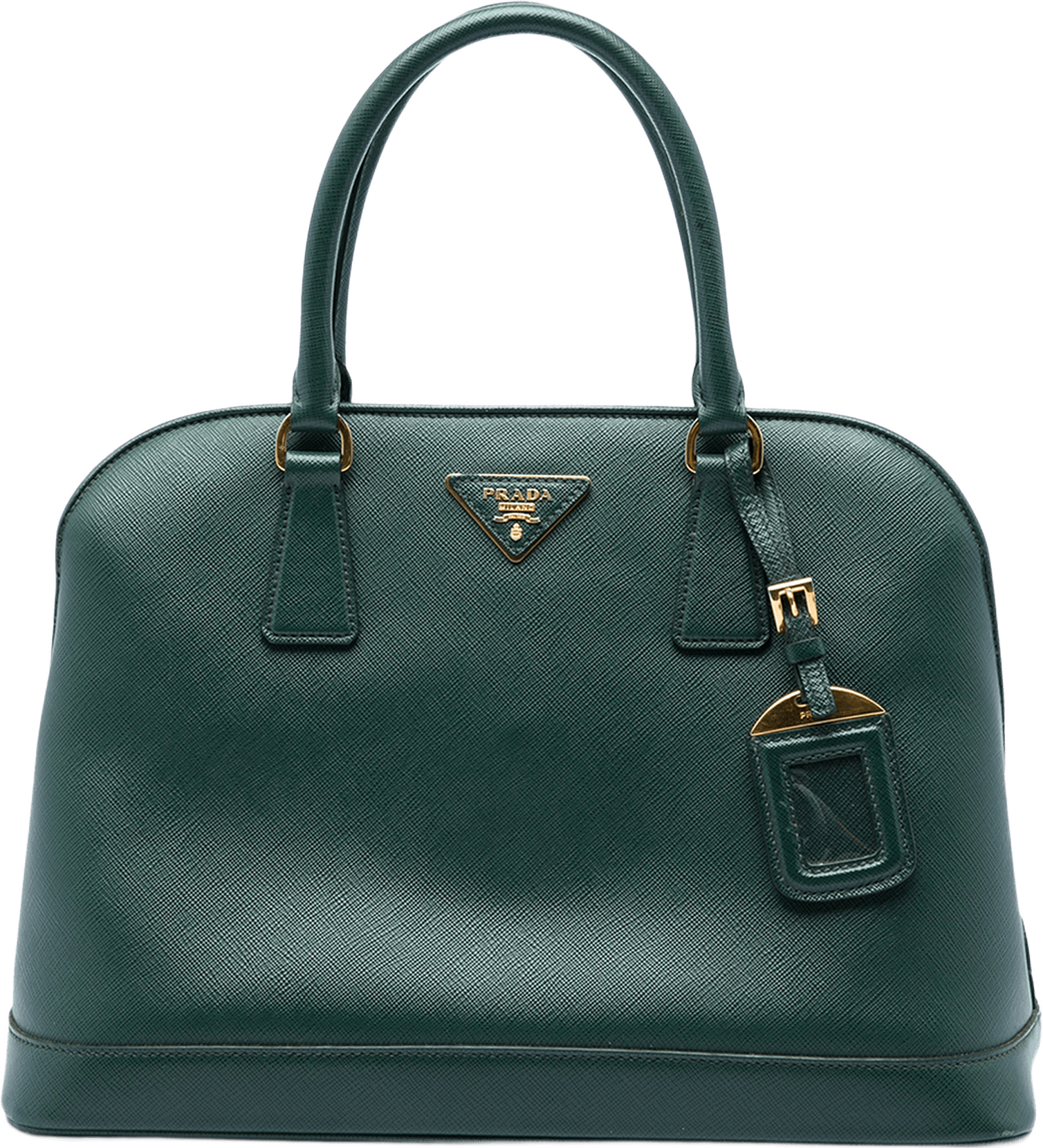 Prada Medium Saffiano Lux Open Promenade Satchel, från Luxclusif, i färgen grön.