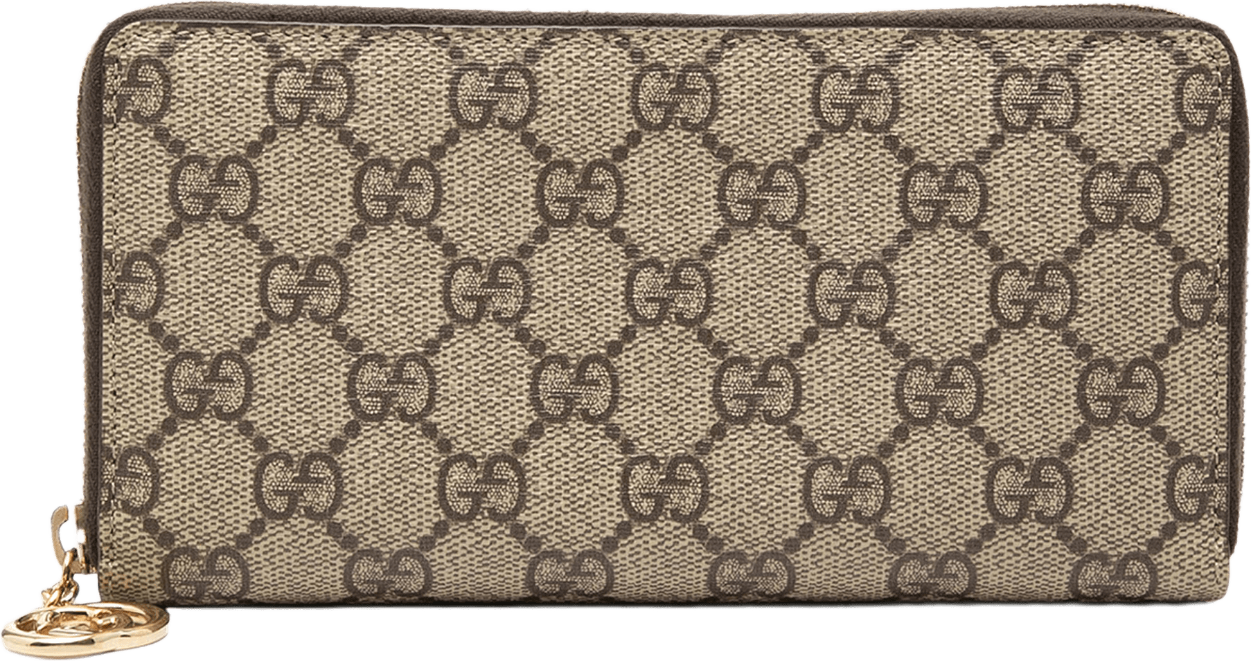 Gucci Gg Supreme Zip Around Long Wallet, från Luxclusif, i färgen beige.
