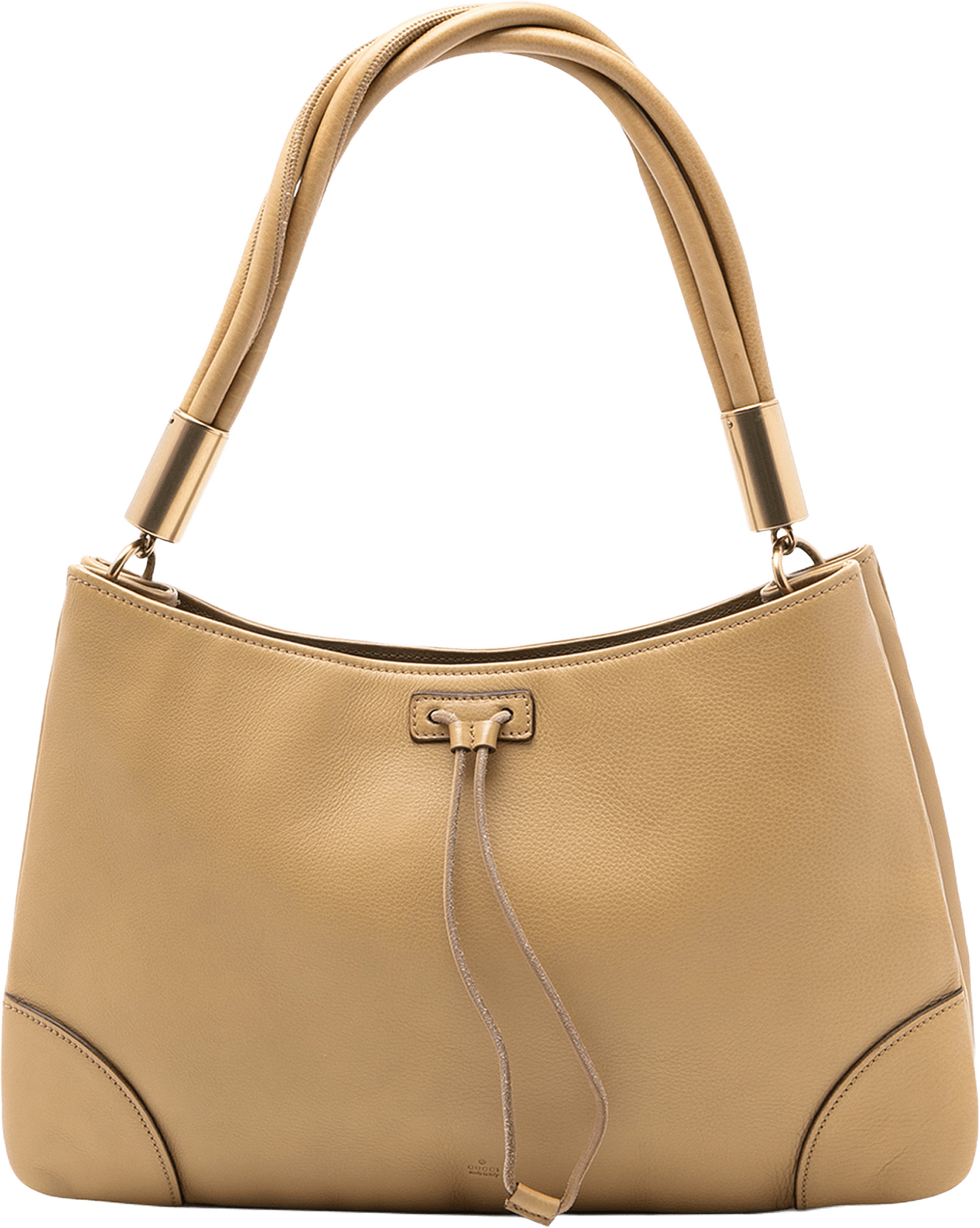Gucci Leather Drawstring Shoulder Bag, från Luxclusif, i färgen beige.