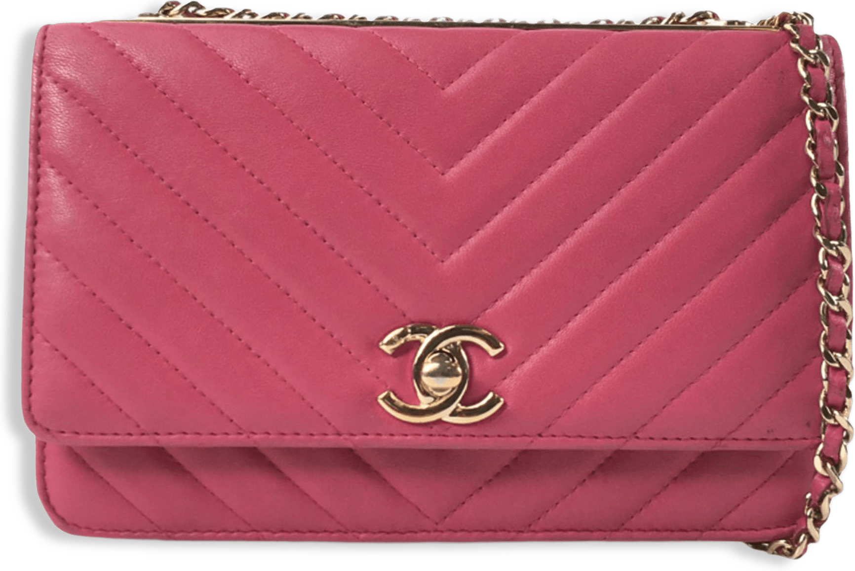 Chanel Lambskin Chevron Trendy Wallet On Chain