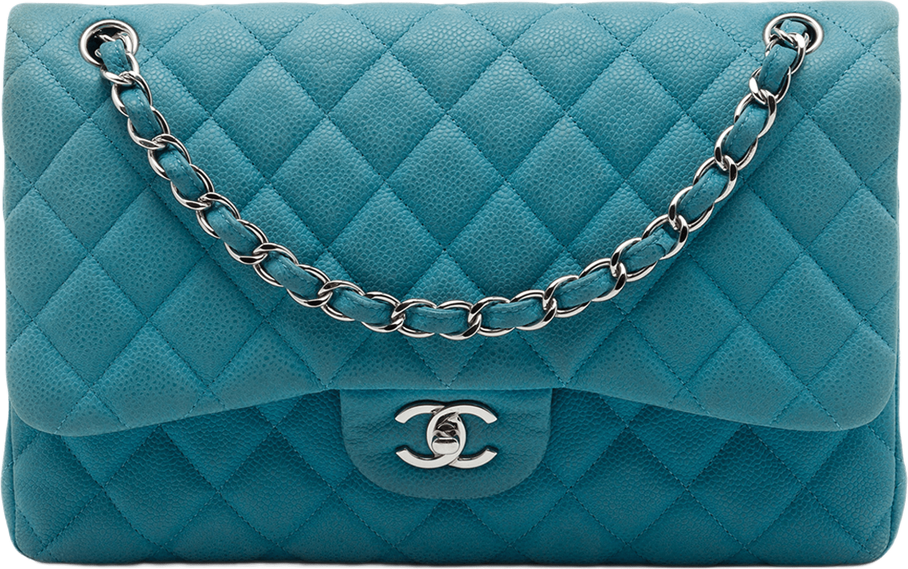 Chanel Jumbo Classic Caviar Double Flap, från Luxclusif, i färgen blå.