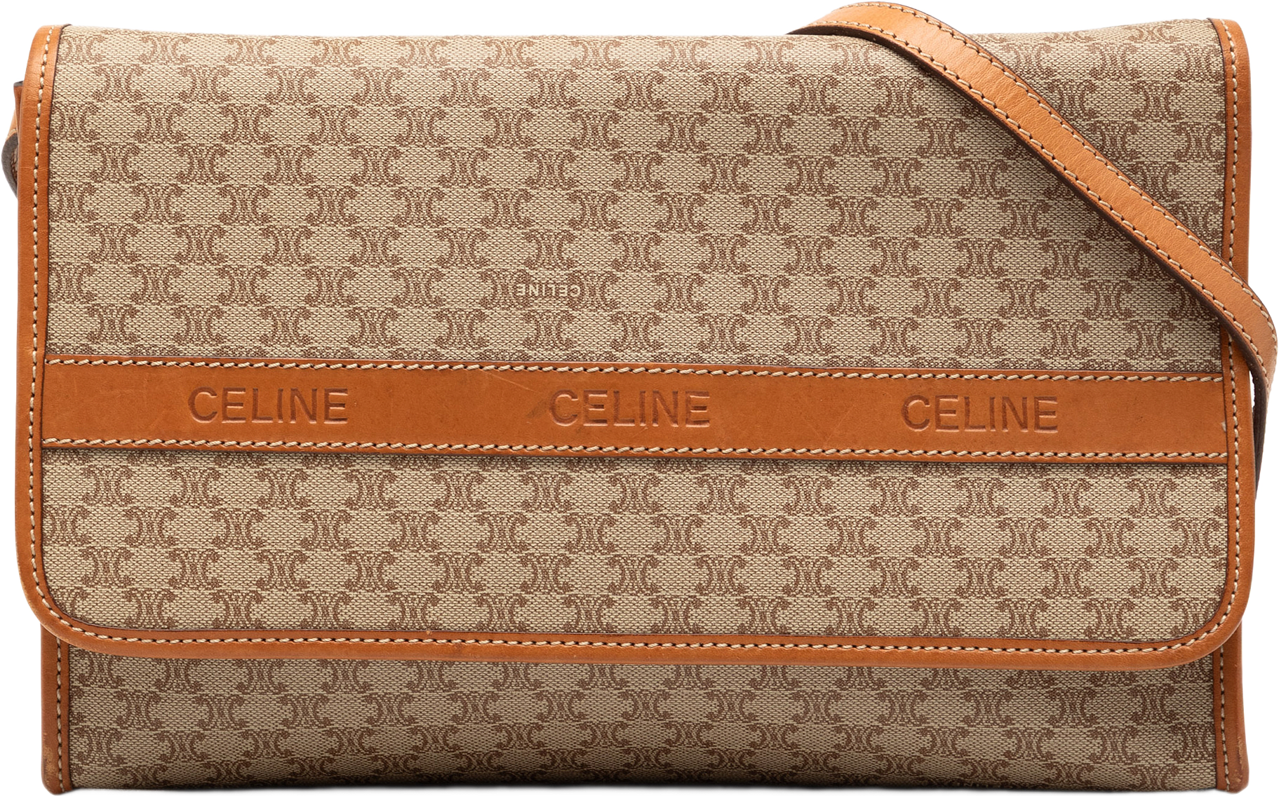 Celine Macadam Coated Canvas Crossbody, från Luxclusif, i färgen beige.
