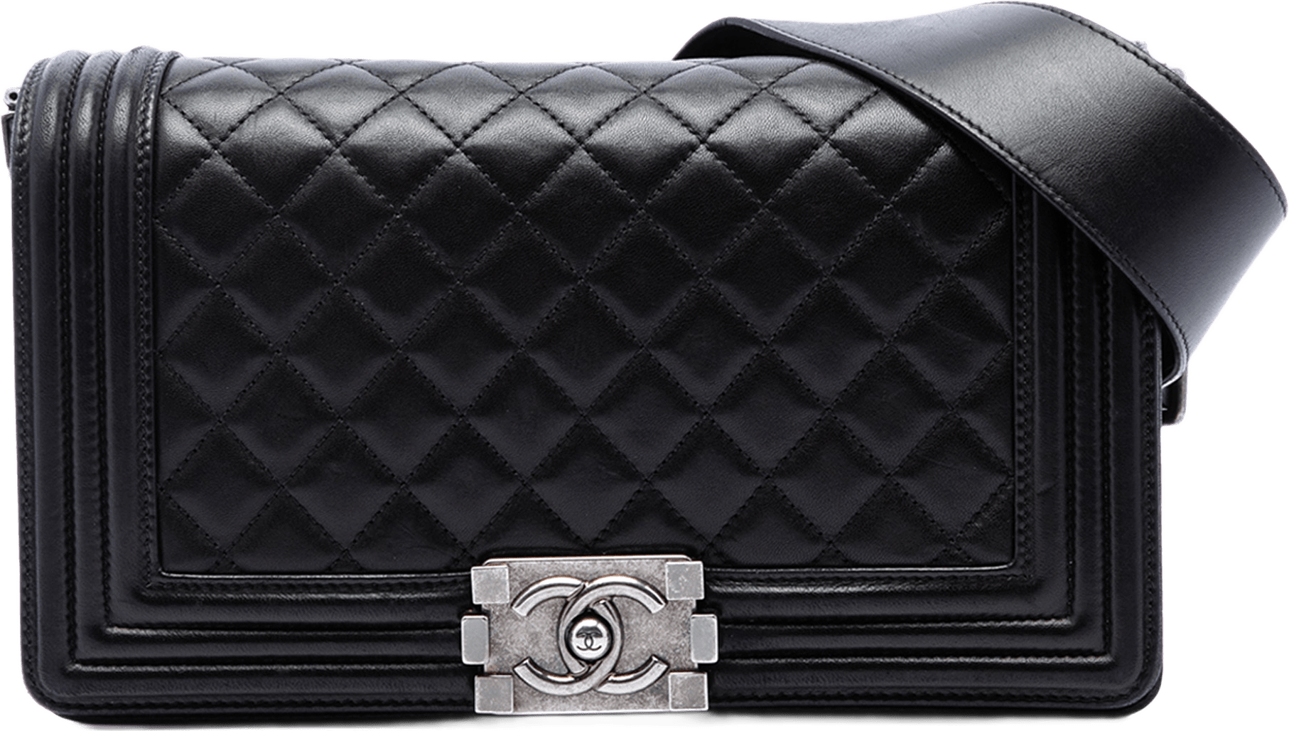 Chanel Old Medium Quilted Lambskin Boy Flap, från Luxclusif, i färgen svart.