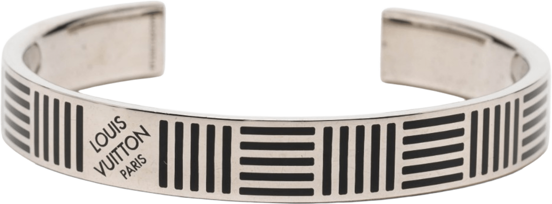 Louis Vuitton Brass Damier Colors Cuff Bracelet, från Luxclusif, i färgen silver.