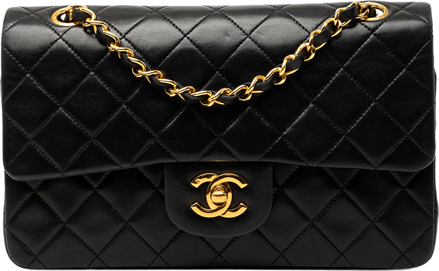 Chanel Small Classic Lambskin Double Flap, från Luxclusif, i färgen svart.