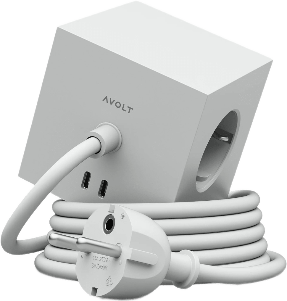Grenuttag Square 1 Usb-c 30w 1,8 M, från Avolt, i färgen grå.