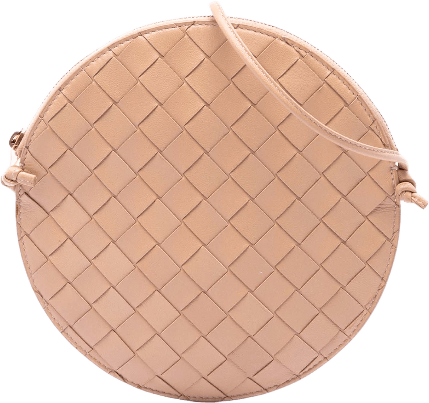 Bottega Veneta Nappa Intrecciato Round Crossbody, från Luxclusif, i färgen rosa.