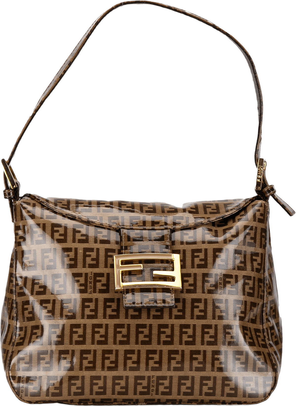 Fendi Zucchino Crystal Double Flap Shoulder Bag