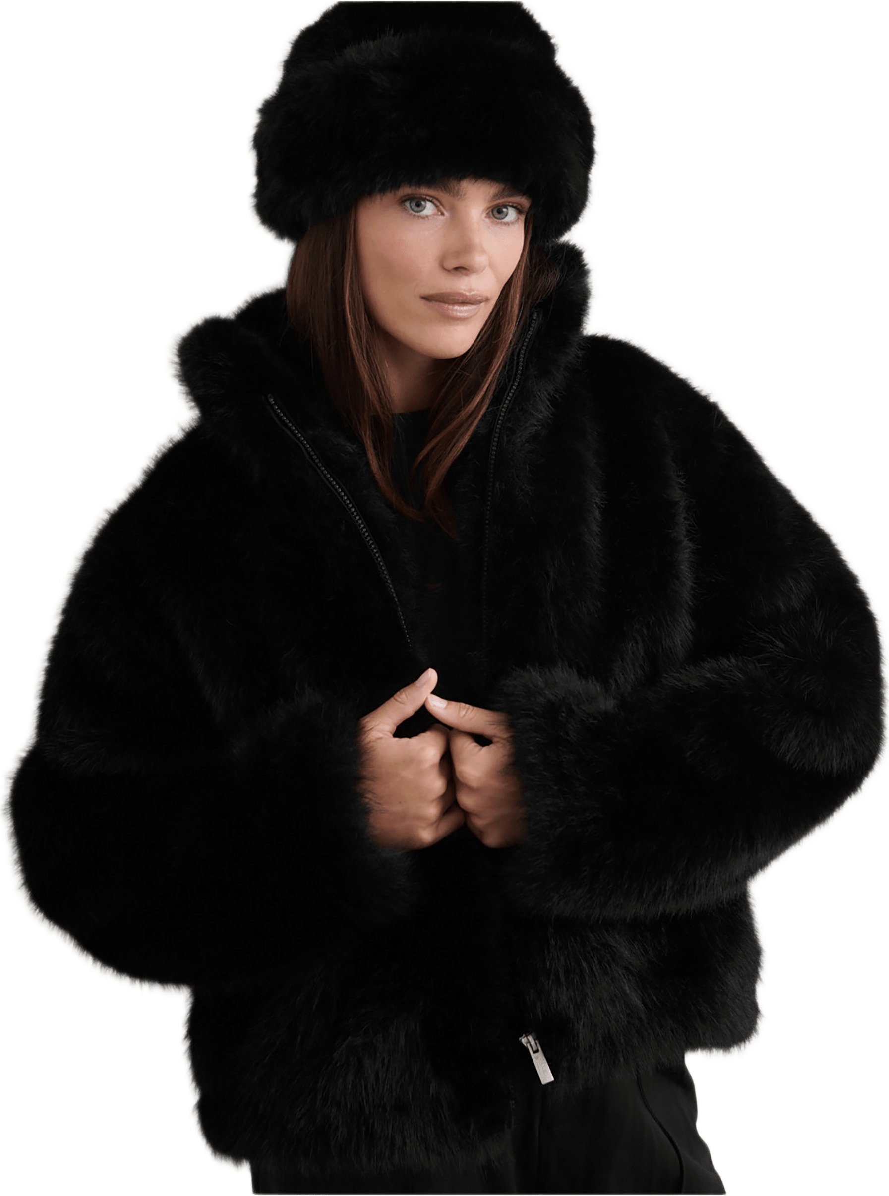 Faux Fur Jacket, från aim'n, i färgen black.
