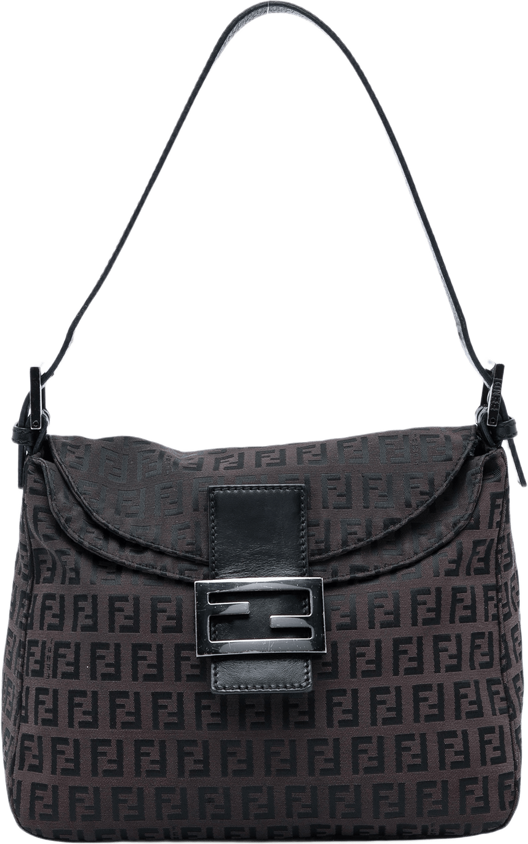 Fendi Zucchino Canvas Double Flap Mamma, från Luxclusif, i färgen brun.