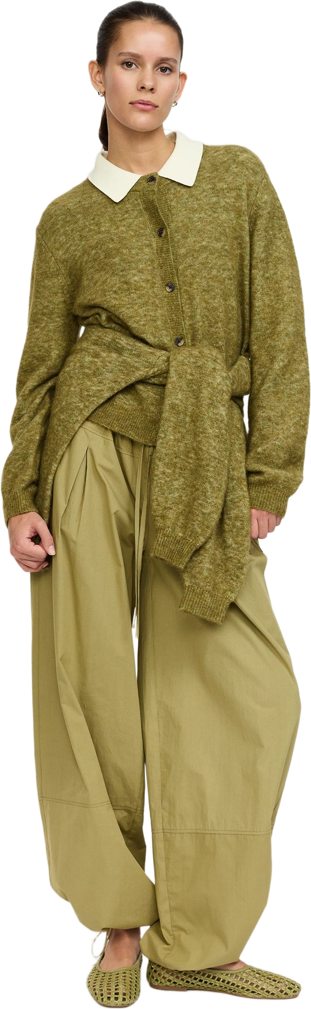 Srallison O-neck Cardigan Knit - Rws - Dried Herb Melange, från Soft Rebels, i färgen dried herb melange.